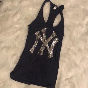 PINK! Yankees glitter racerback tank
